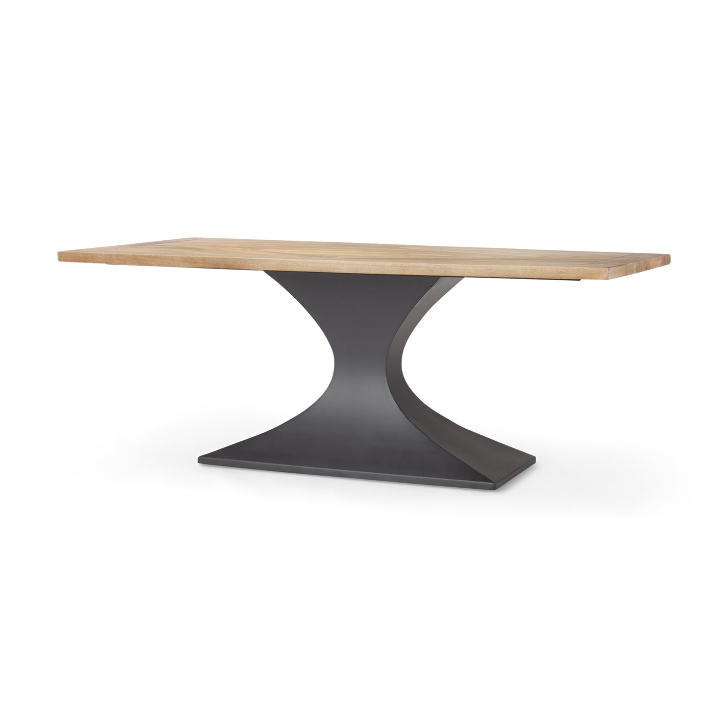 Maxton II Rectangular Brown Solid Wood Top Dining Table with Dark Gunmetal Base for a Modern and Industrial Dining Room Look