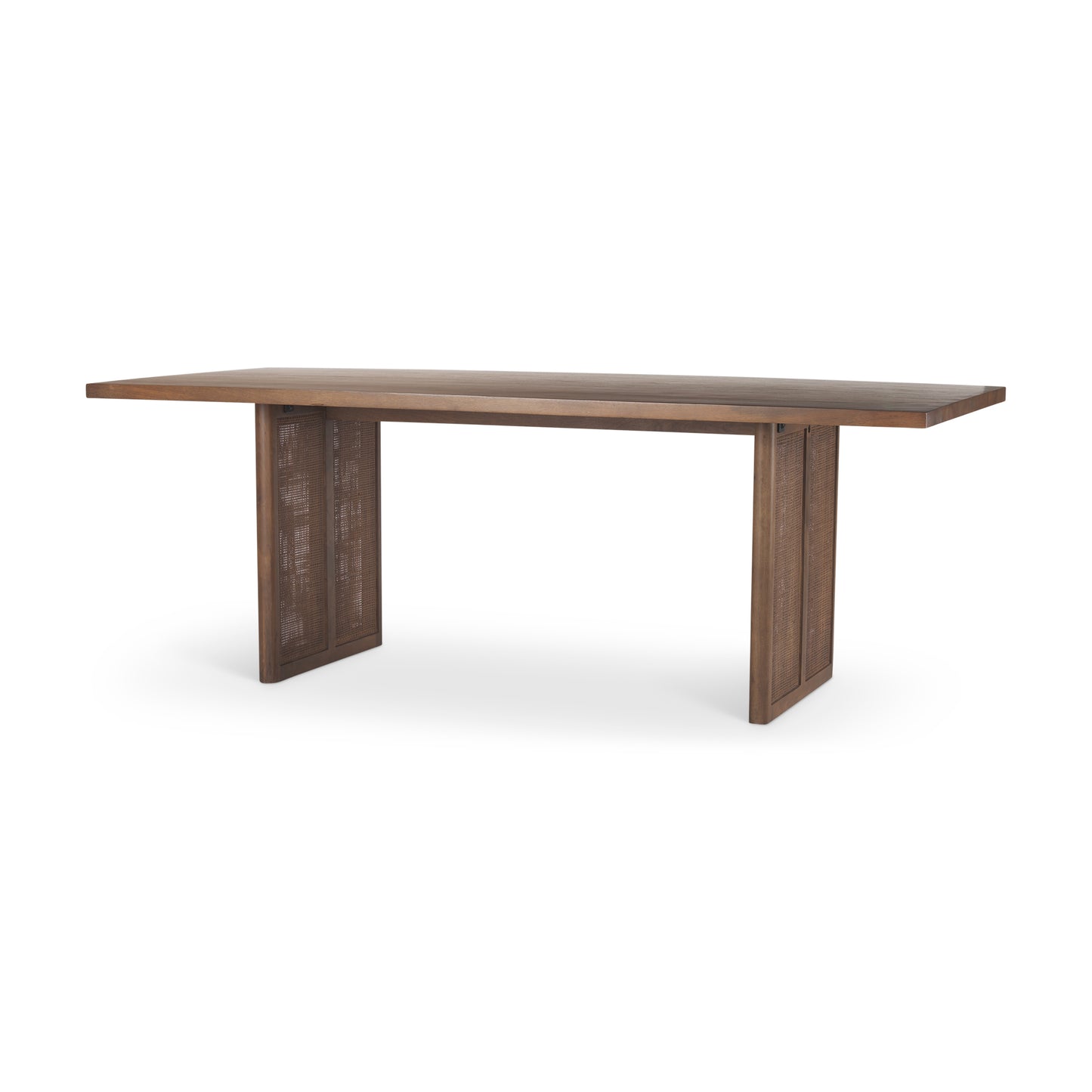 Grier 84L Medium Brown Wood Dining Table with Cane Accents for a Stylish and Contemporary Dining Experience