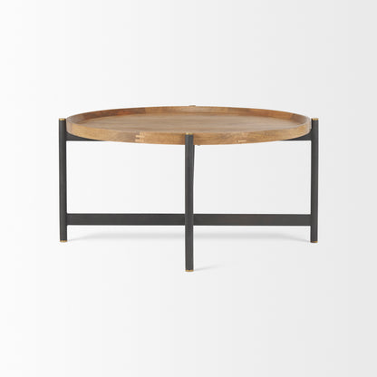 Marquisa Small Brown Wood w/ Black Metal Coffee Table