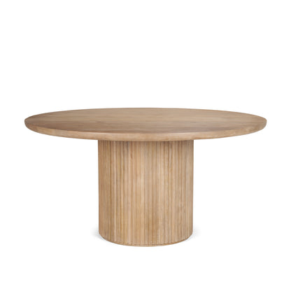 Terra Dark Brown Wood Round Fluted Dining Table for a Sophisticated and Elegant Dining Experience