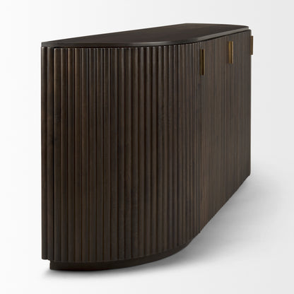 Terra Dark Brown Wood Fluted Sideboard