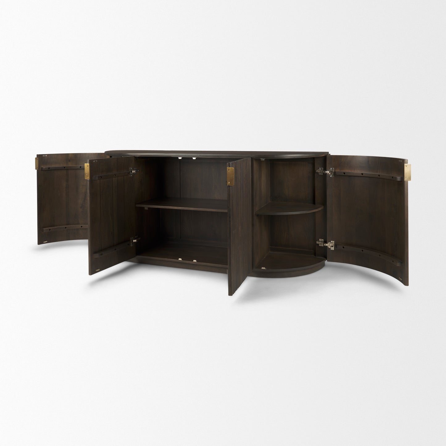 Terra Dark Brown Wood Fluted Sideboard