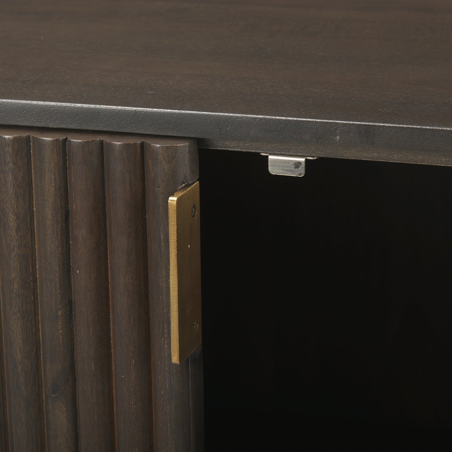 Terra Dark Brown Wood Fluted Sideboard