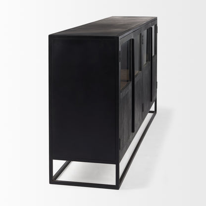 Sloan Black Wood W/Black Metal Frame Sideboard