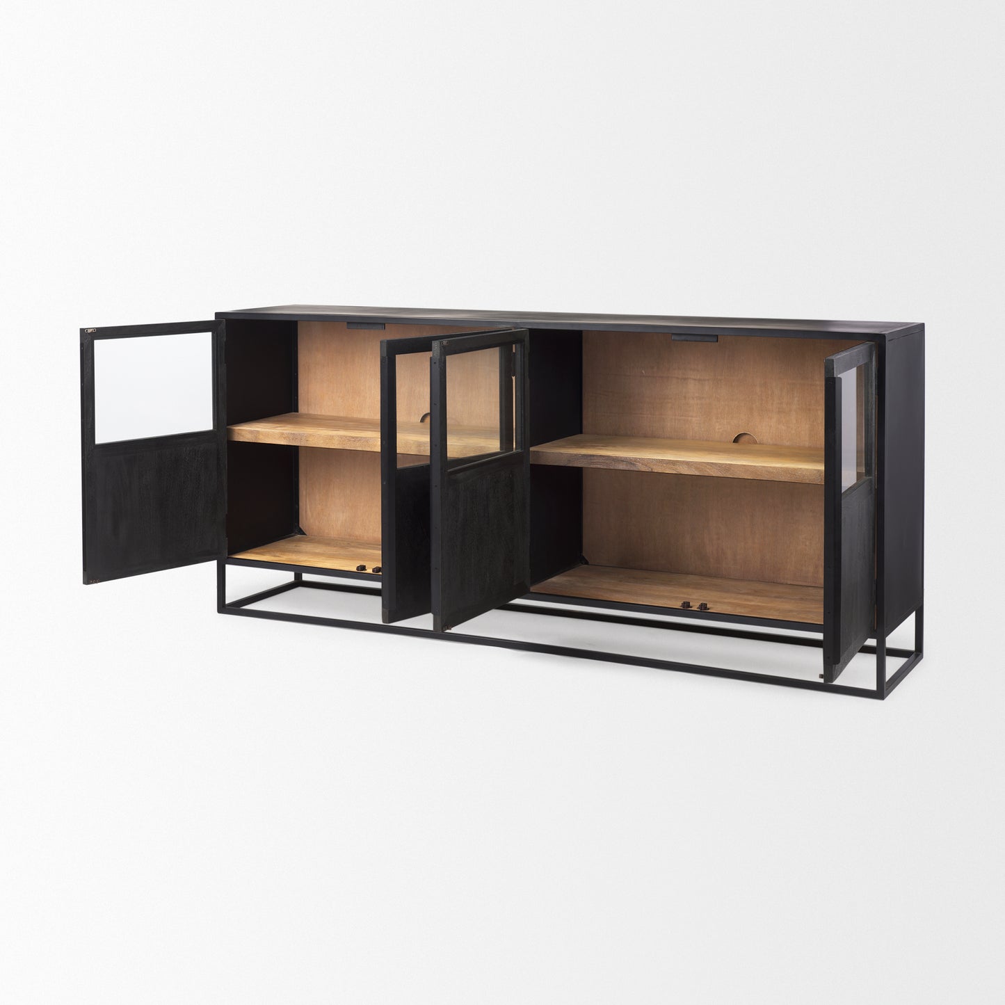 Sloan Black Wood W/Black Metal Frame Sideboard