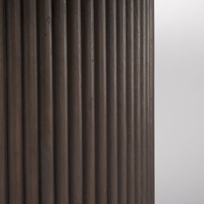 Terra 60L x 60W x 30H Dark Brown Wood Round Fluted Dining Table