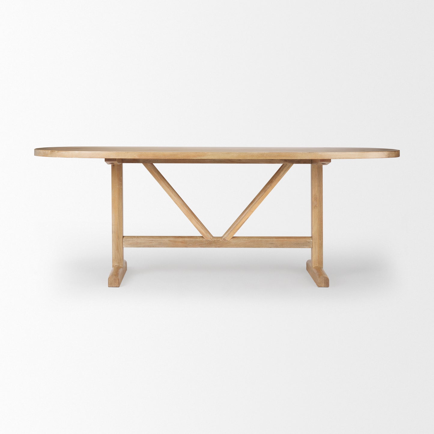 Viktor 84"L Light Brown Solid Wood Dining Table for a Modern and Elegant Dining Experience