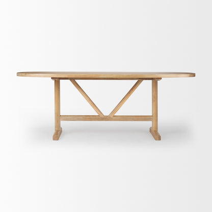 Viktor 84"L Light Brown Solid Wood Dining Table for a Modern and Elegant Dining Experience