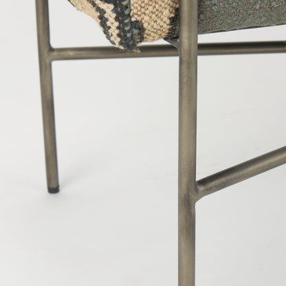 Avery Off-White Upholstered Accent Bench – Modern Metal Base Design