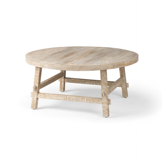 Rosie Round Blonde Wood Coffee Table – Elegant & Modern Living Room Centerpiece
