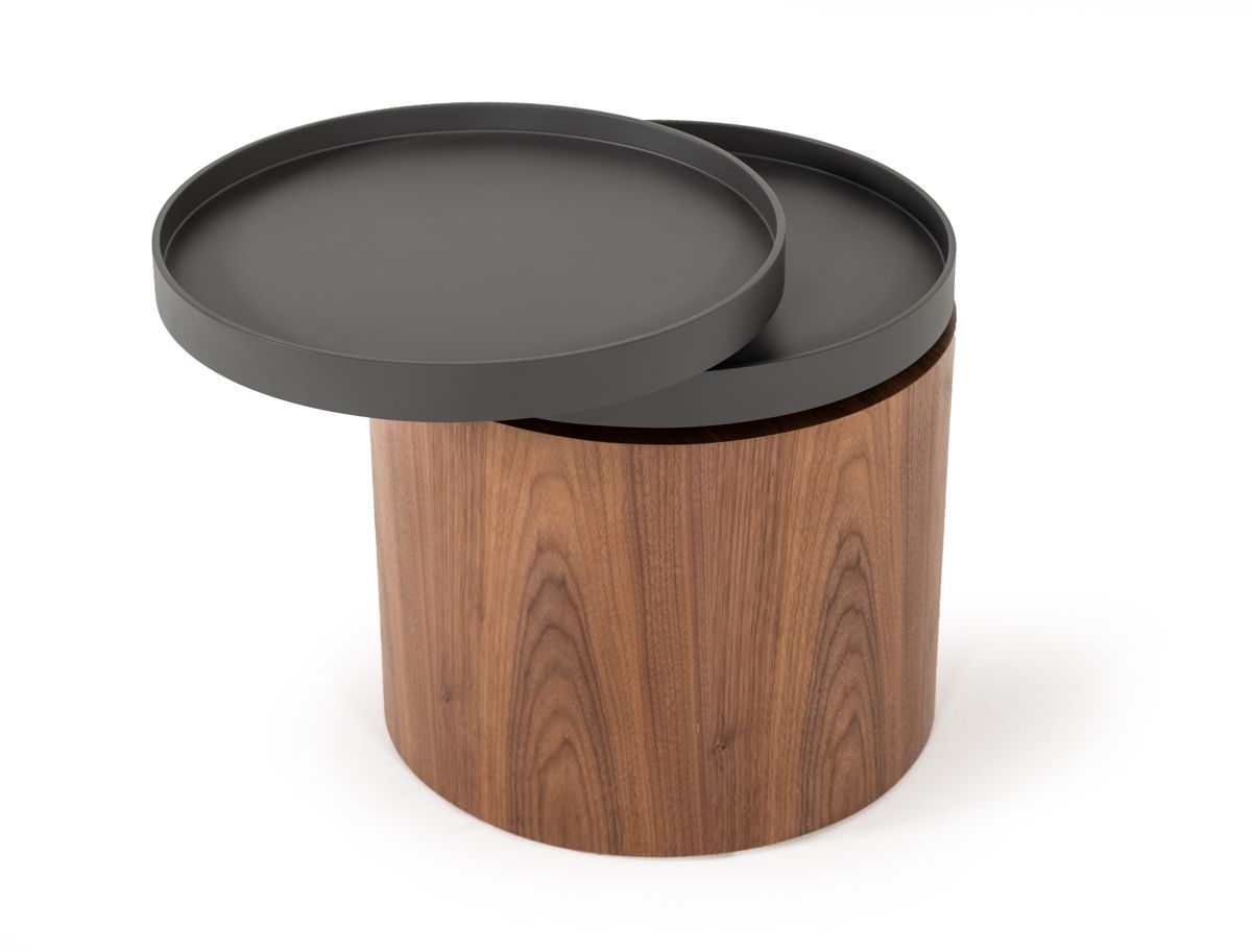 Modrest Bascom Modern Walnut End Table W/ Swivel Top