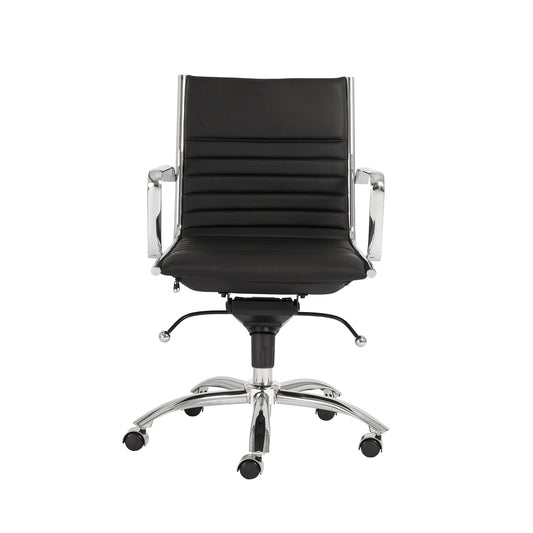 Dirk Low Back Office Chair in Black with Chromed Steel Base