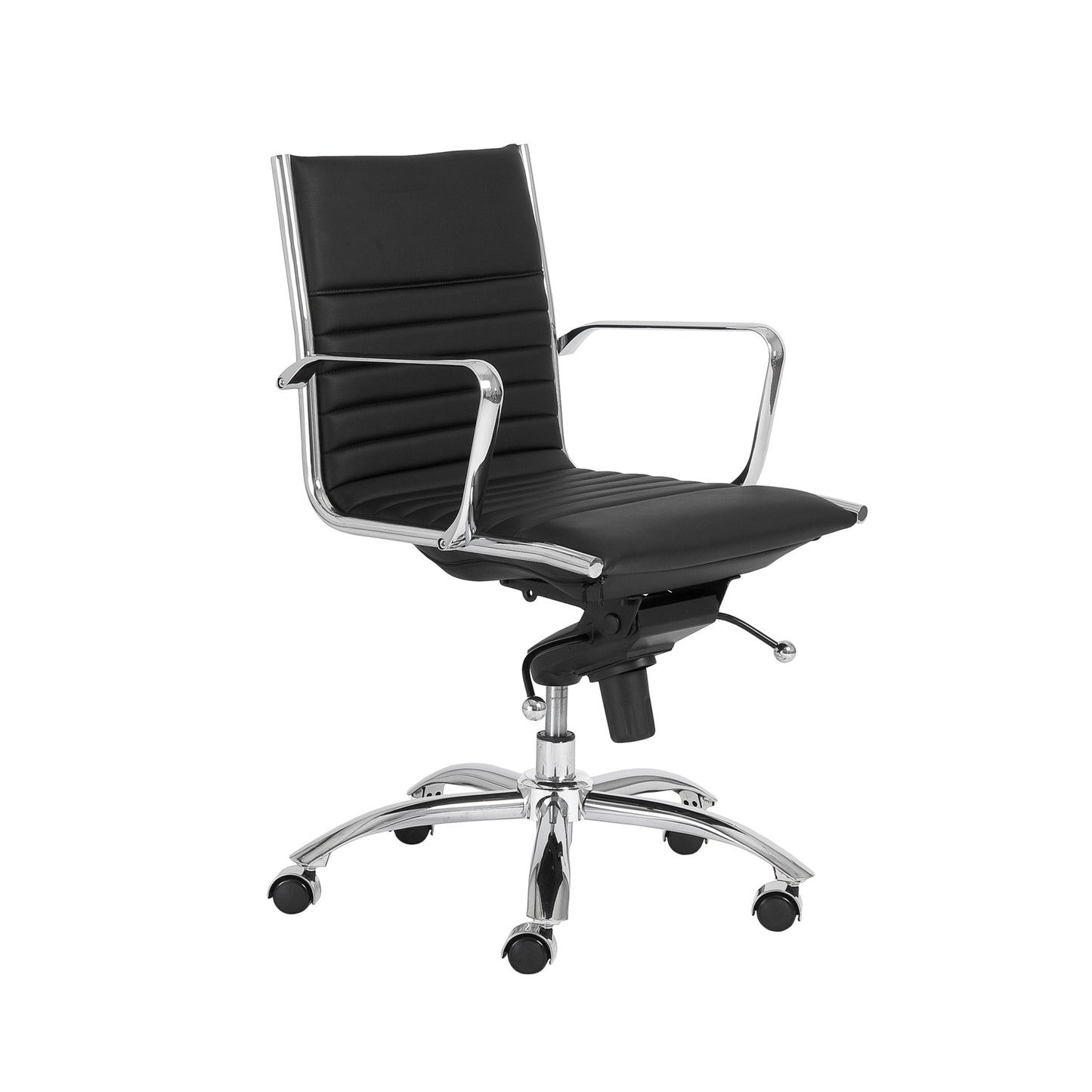 Dirk Low Back Office Chair in Black with Chromed Steel Base