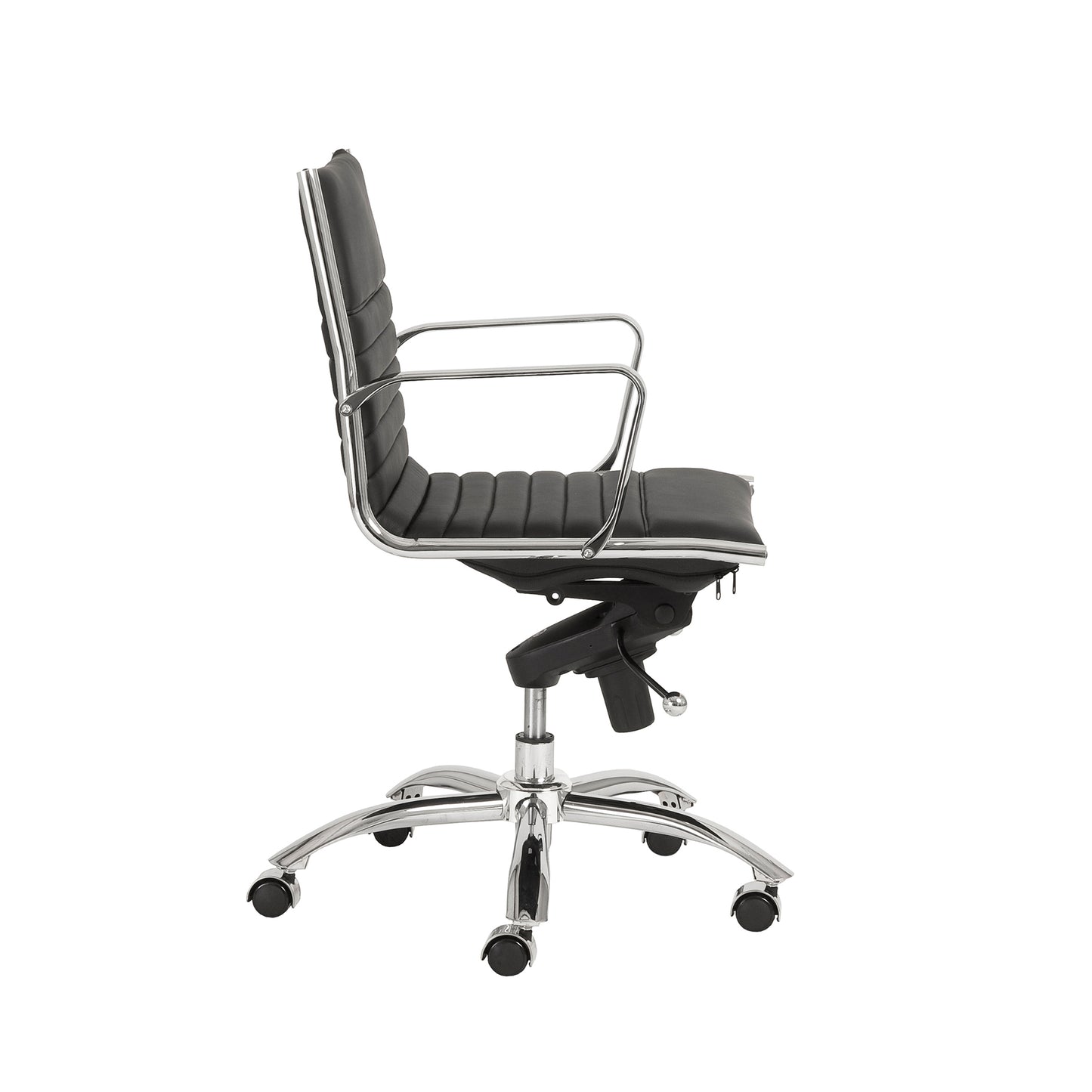 Dirk Low Back Office Chair in Black with Chromed Steel Base