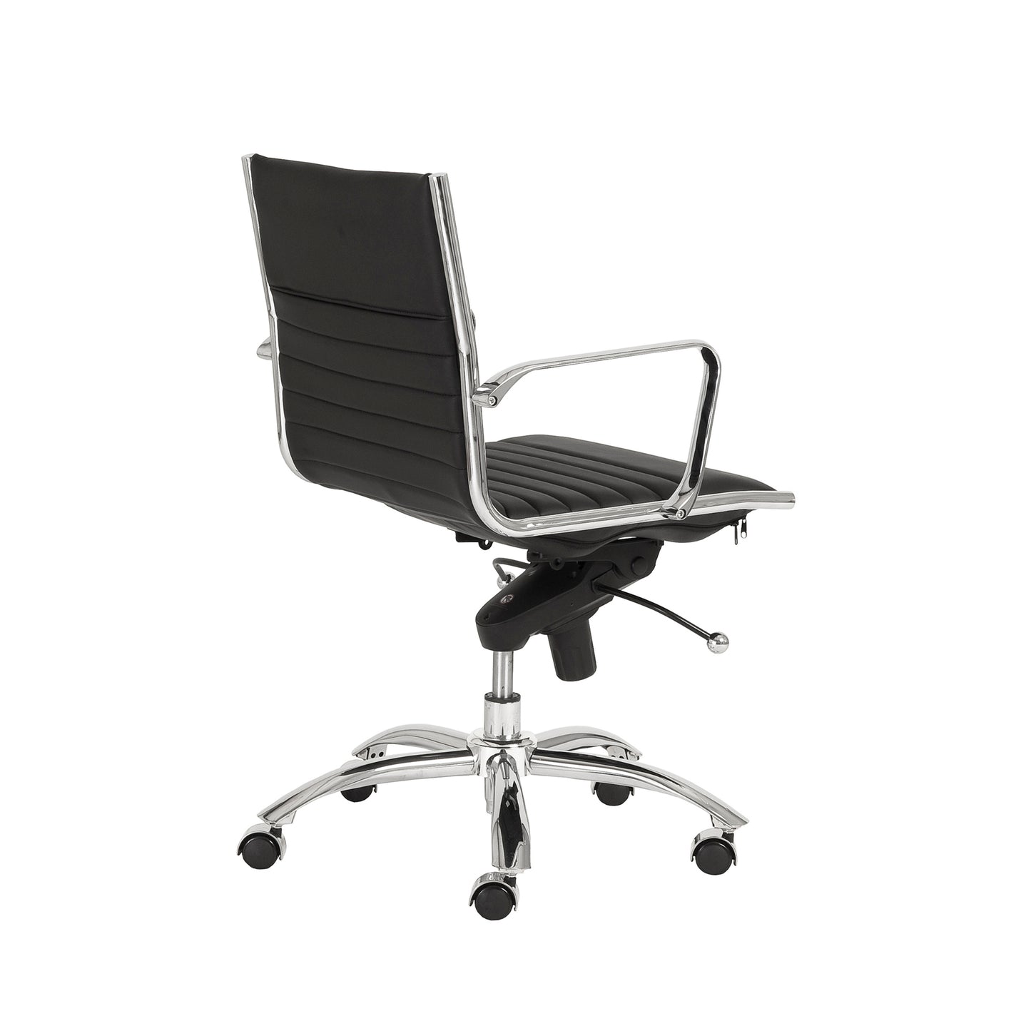 Dirk Low Back Office Chair in Black with Chromed Steel Base