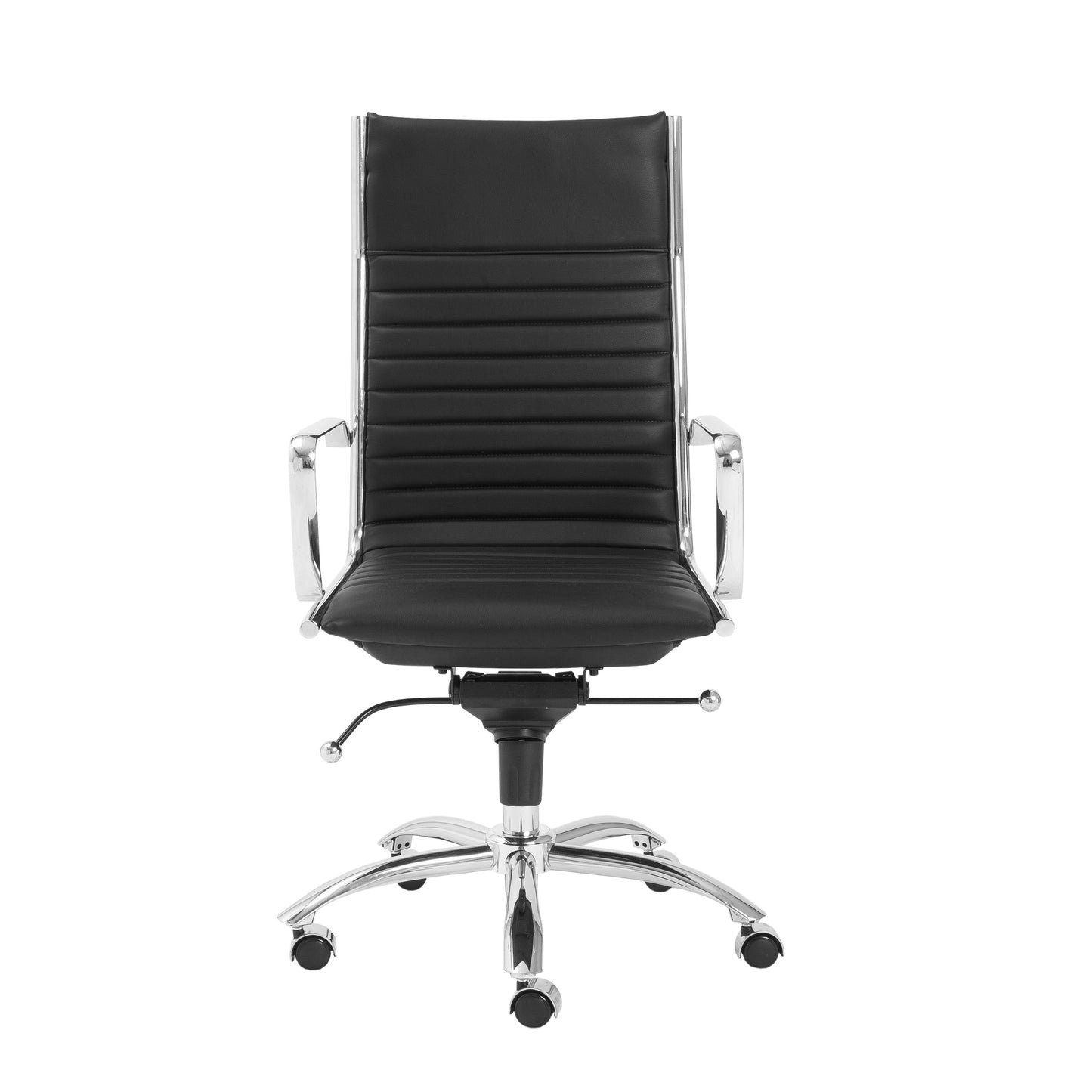 Dirk High Back Office Chair in Black with Chromed Steel Base