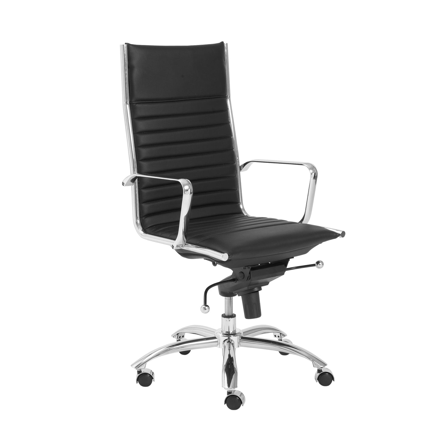 Dirk High Back Office Chair in Black with Chromed Steel Base