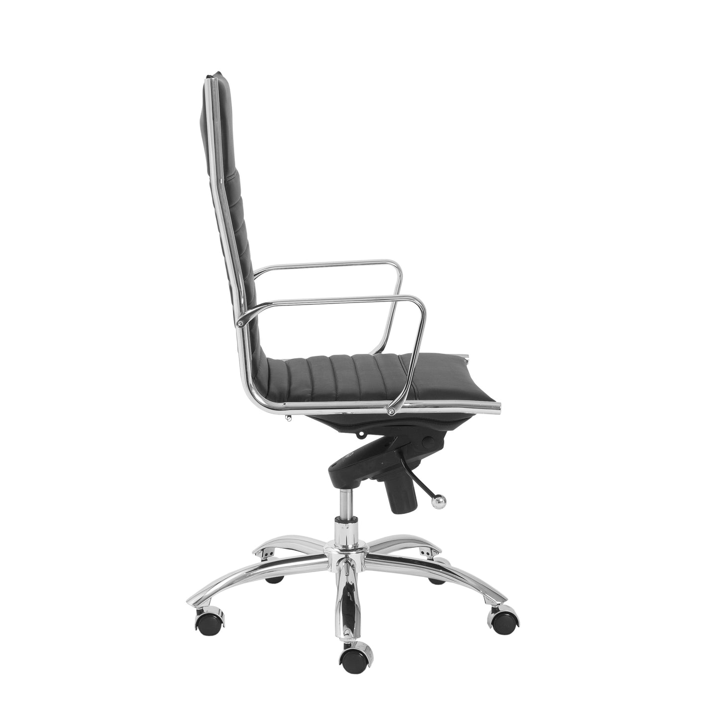 Dirk High Back Office Chair in Black with Chromed Steel Base