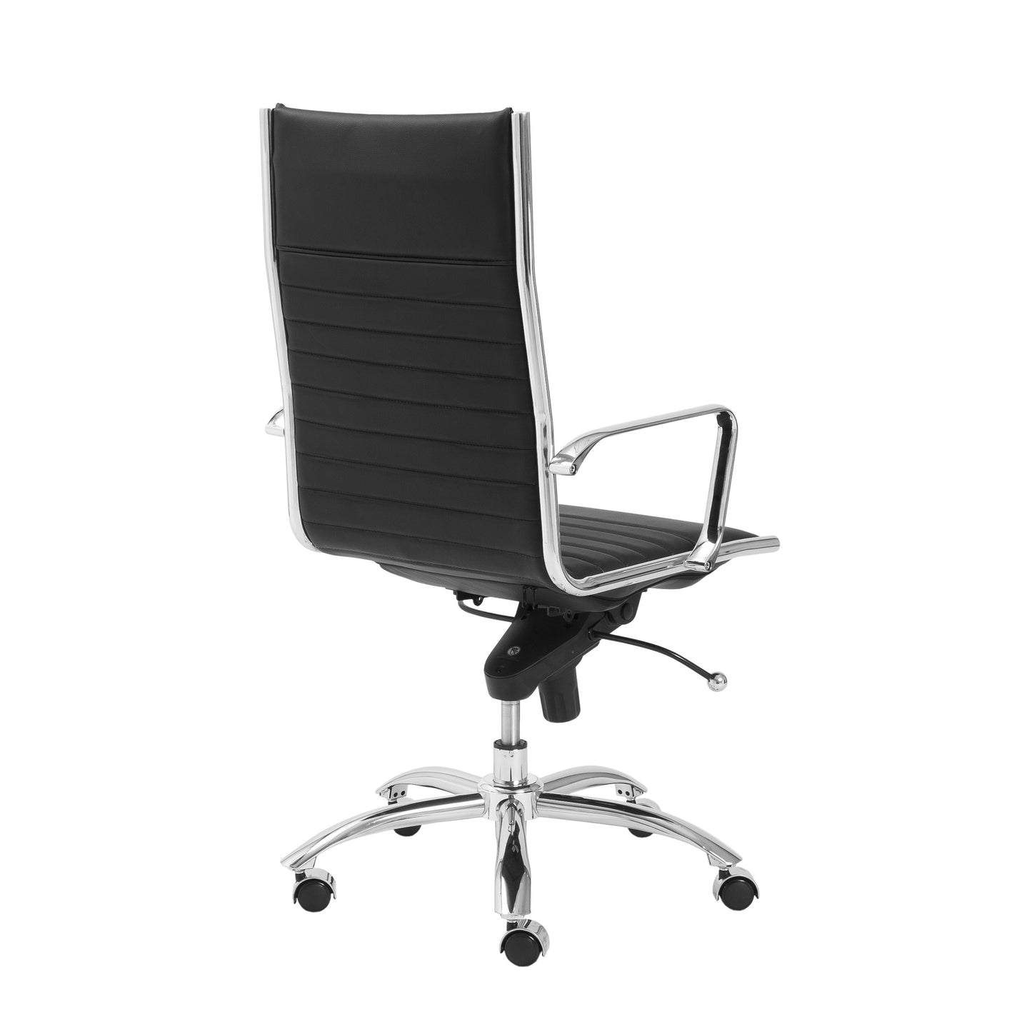 Dirk High Back Office Chair in Black with Chromed Steel Base