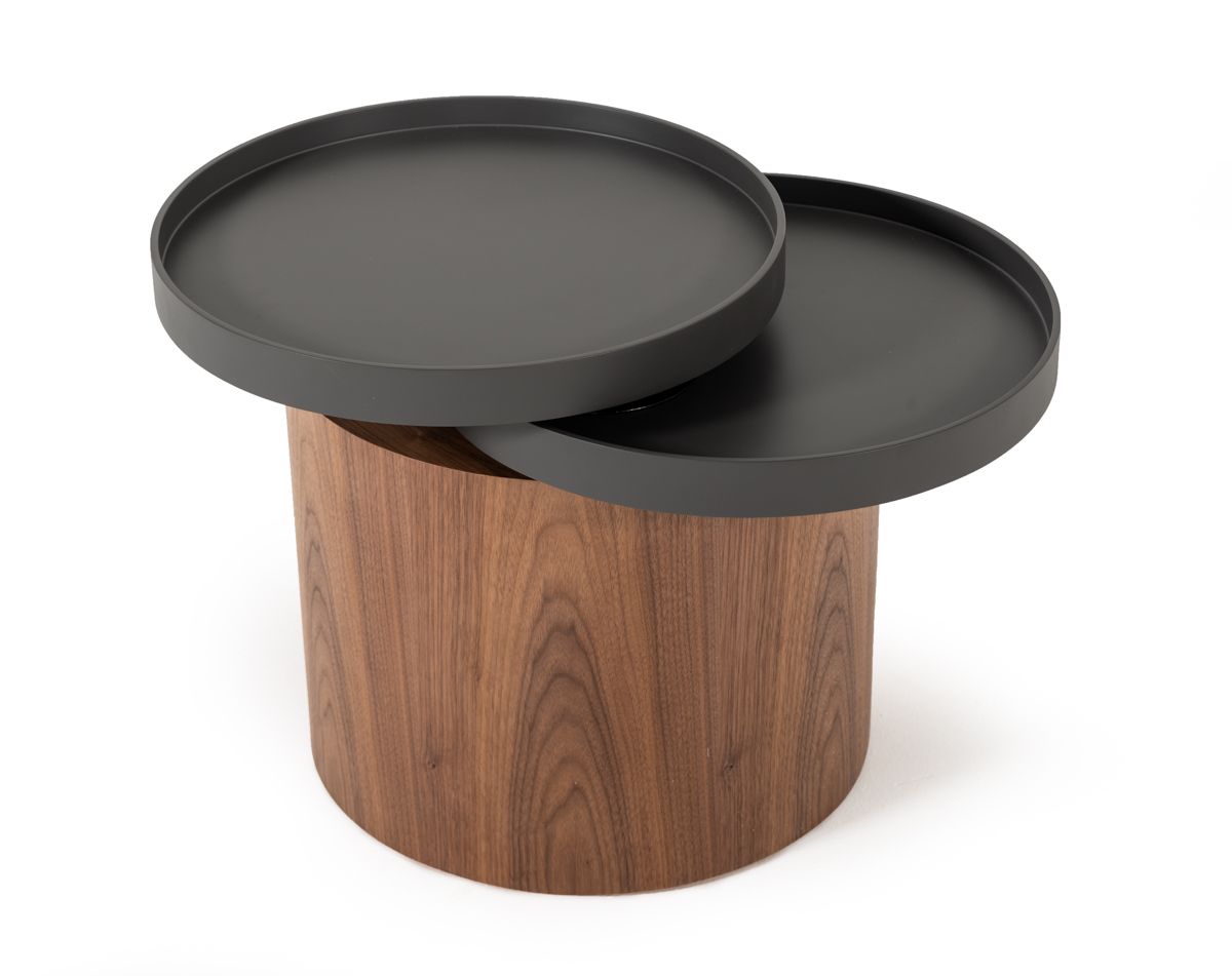 Modrest Bascom Modern Walnut End Table W/ Swivel Top