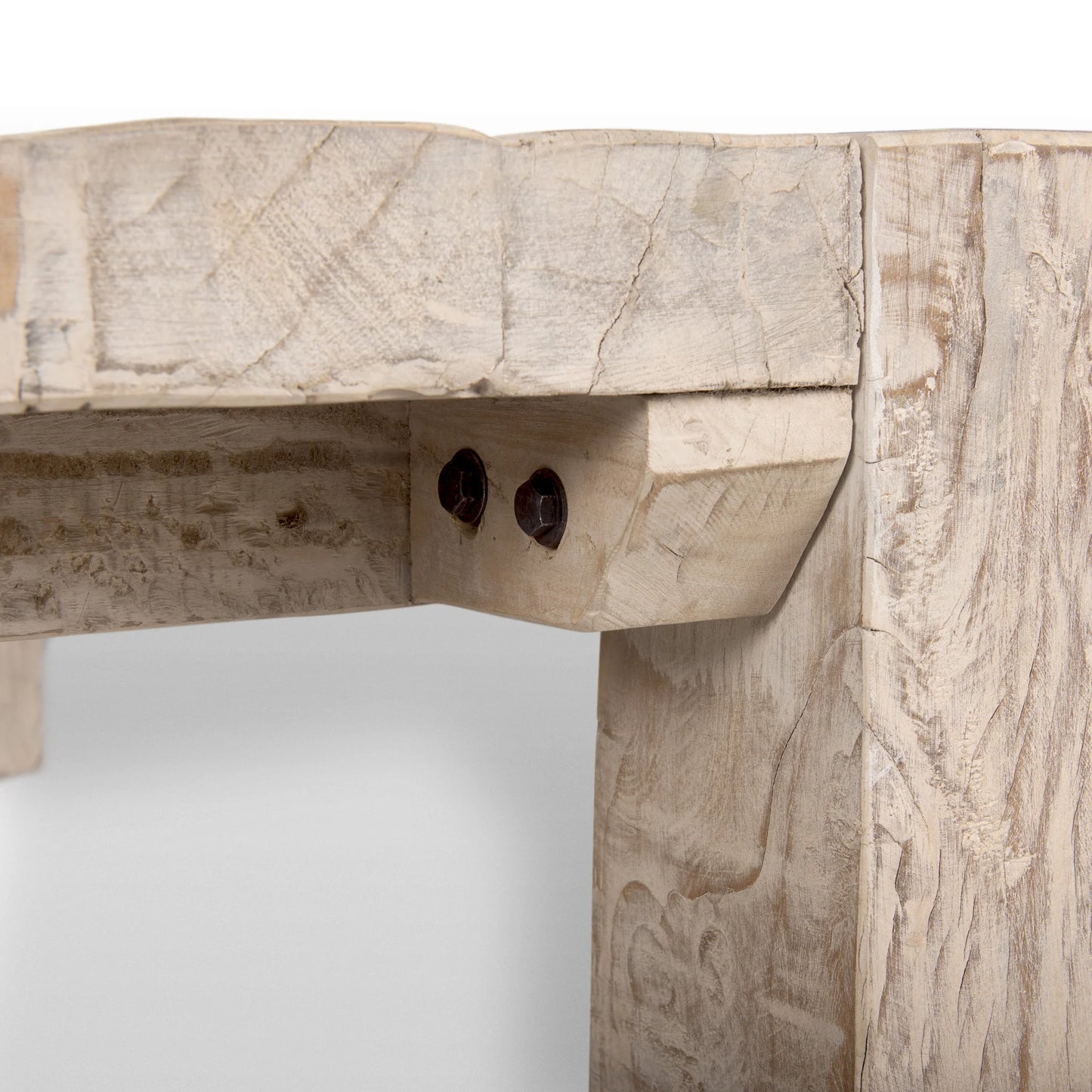 McArthur Coffee Table – Chunky Square Design in Reclaimed Wood with a Whitewash Finish for Modern Farmhouse Elegance