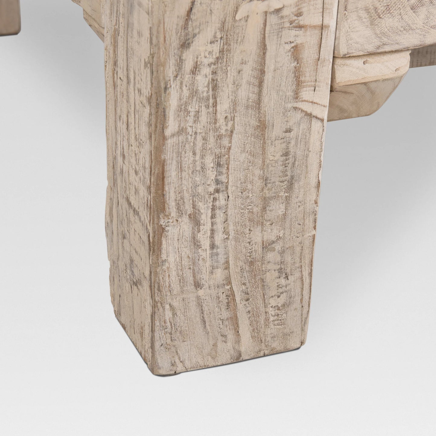 McArthur Coffee Table – Chunky Square Design in Reclaimed Wood with a Whitewash Finish for Modern Farmhouse Elegance