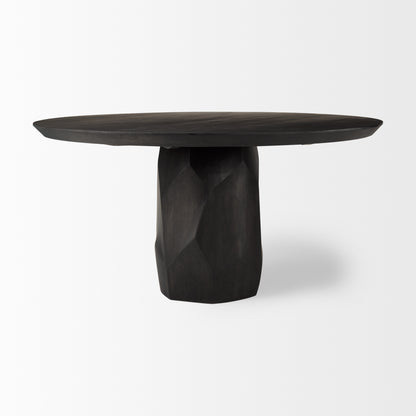 Fitzgerald 60" Round Brown Solid Wood Top and Base Dining Table for a Classic and Elegant Dining Experience