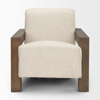 Sovereign Oatmeal Fabric Upholstered w Solid Wood Frame Accent Chair