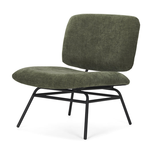 Nora Forest Green Fabric Matte Black Metal Legs Accent Chair