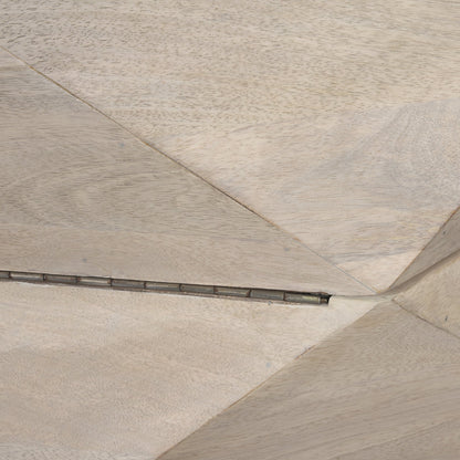Arreto Hexagonal Hinged Solid Wood Top and Base Coffee Table - Unique and Stylish Living Room Piece