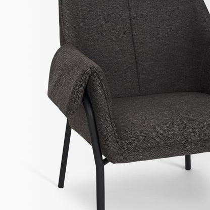 Brently Accent Chair w/ Gray Fabric & Matte Black Metal Legs