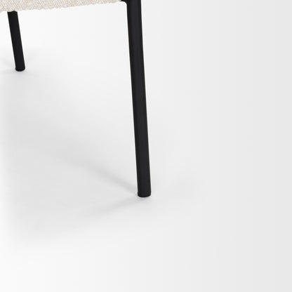 Brently Accent Chair w Cream Boucle Fabric & Matte Black Metal Legs