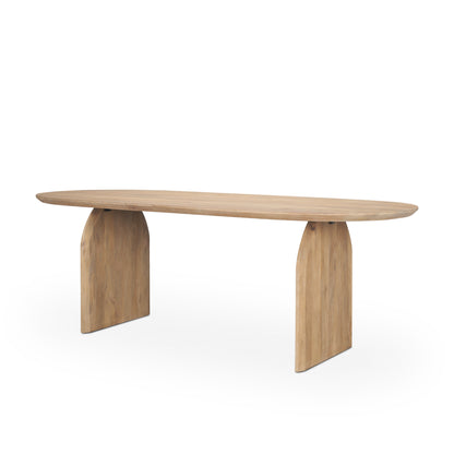 Isla Oval Dining Table with Light Brown Wood Top and Arched Legs for a Stylish and Elegant Dining Experience