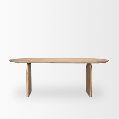 Isla Oval Dining Table with Light Brown Wood Top and Arched Legs for a Stylish and Elegant Dining Experience