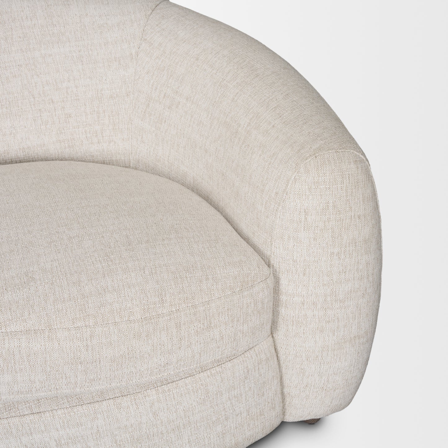 Valentina Oatmeal Upholstered Curved Sofa