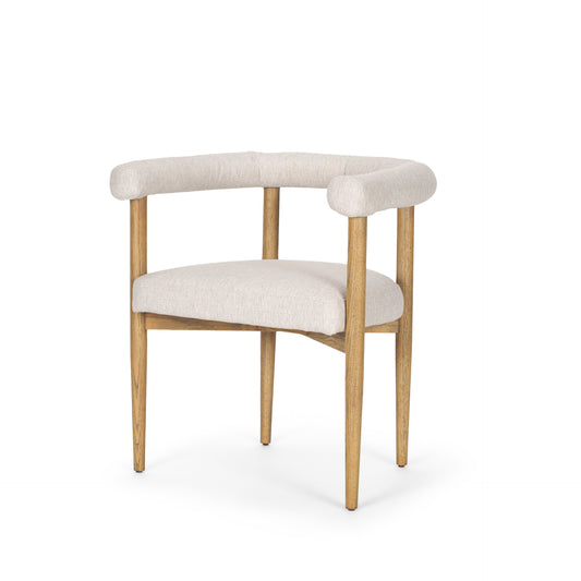 Arden Dining Chair with Medium Brown Wood and Cream Twill Fabric - Elegant and Comfortable Seating