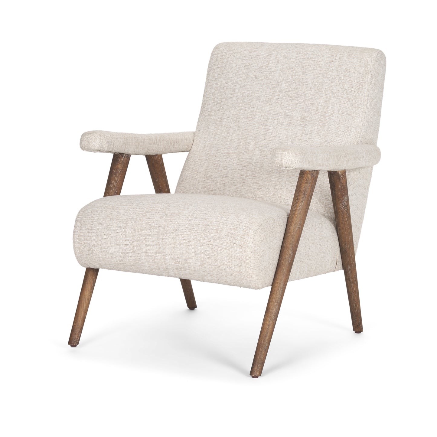 Nico Oatmeal Upholstered w Brown Wood Accent Chair