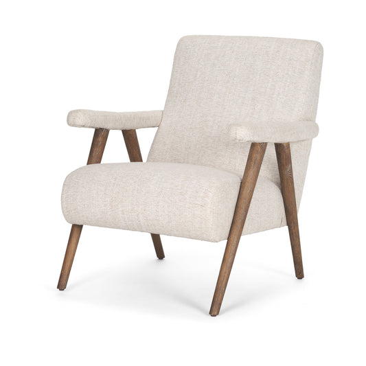 Nico Oatmeal Upholstered w Brown Wood Accent Chair