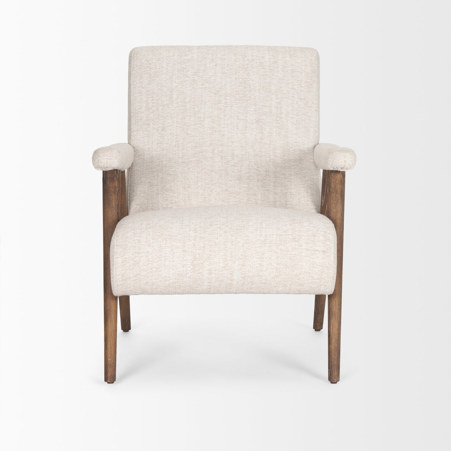 Nico Oatmeal Upholstered w Brown Wood Accent Chair