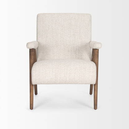 Nico Oatmeal Upholstered w Brown Wood Accent Chair