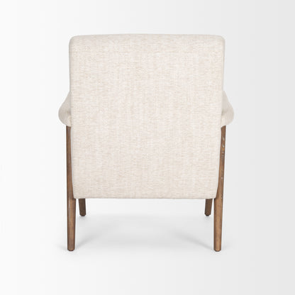 Nico Oatmeal Upholstered w Brown Wood Accent Chair