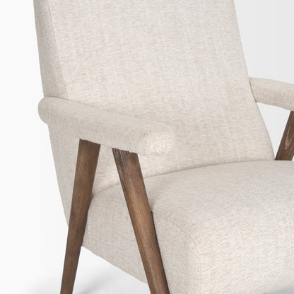 Nico Oatmeal Upholstered w Brown Wood Accent Chair