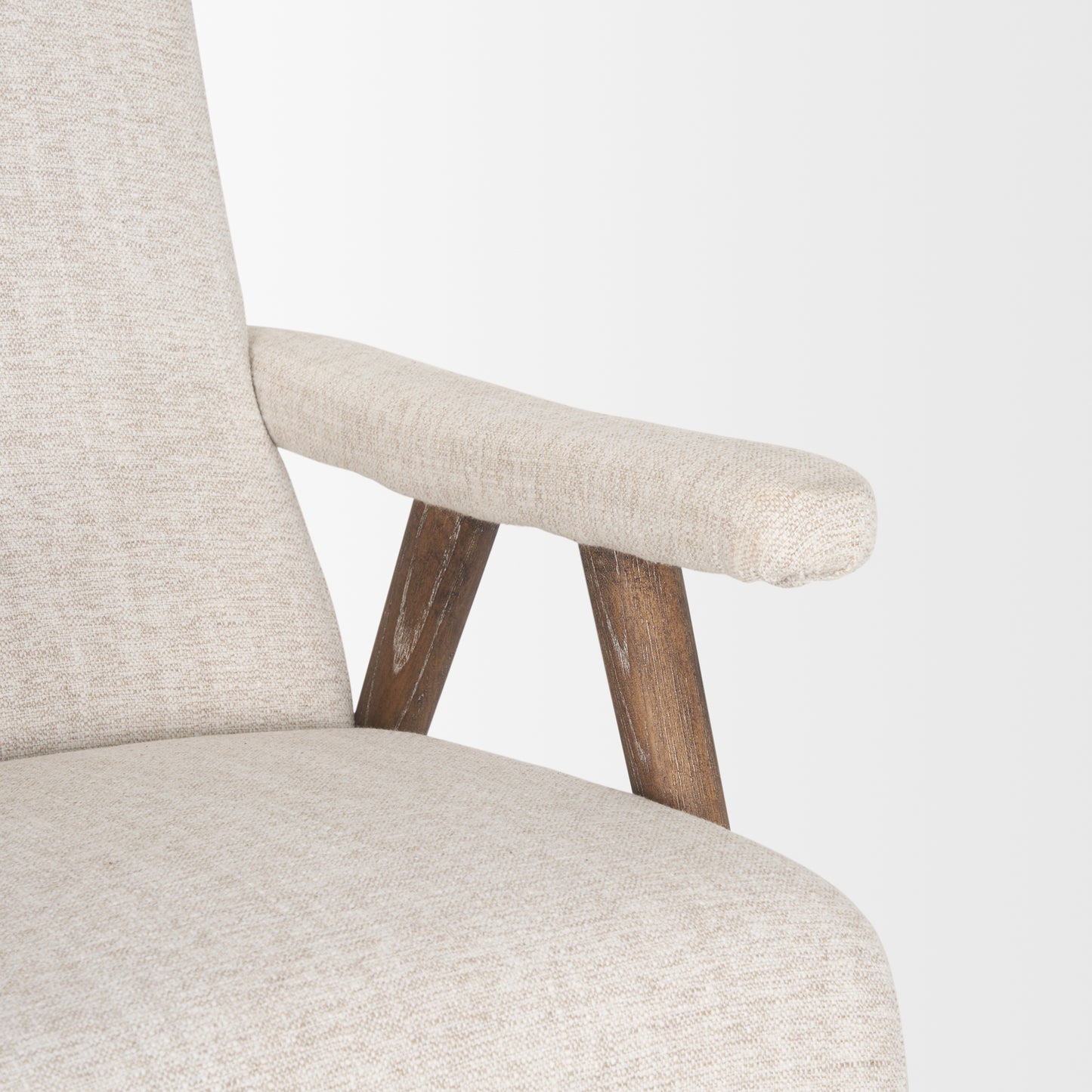 Nico Oatmeal Upholstered w Brown Wood Accent Chair