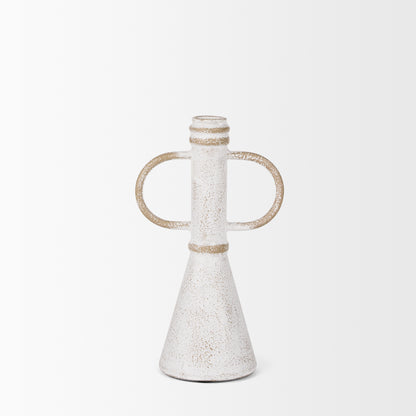 Ziva Sculptural Object - Elegant Decorative Metal Accent with Distressed Beige Finish for Home Decor
