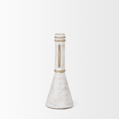 Ziva Sculptural Object - Elegant Decorative Metal Accent with Distressed Beige Finish for Home Decor
