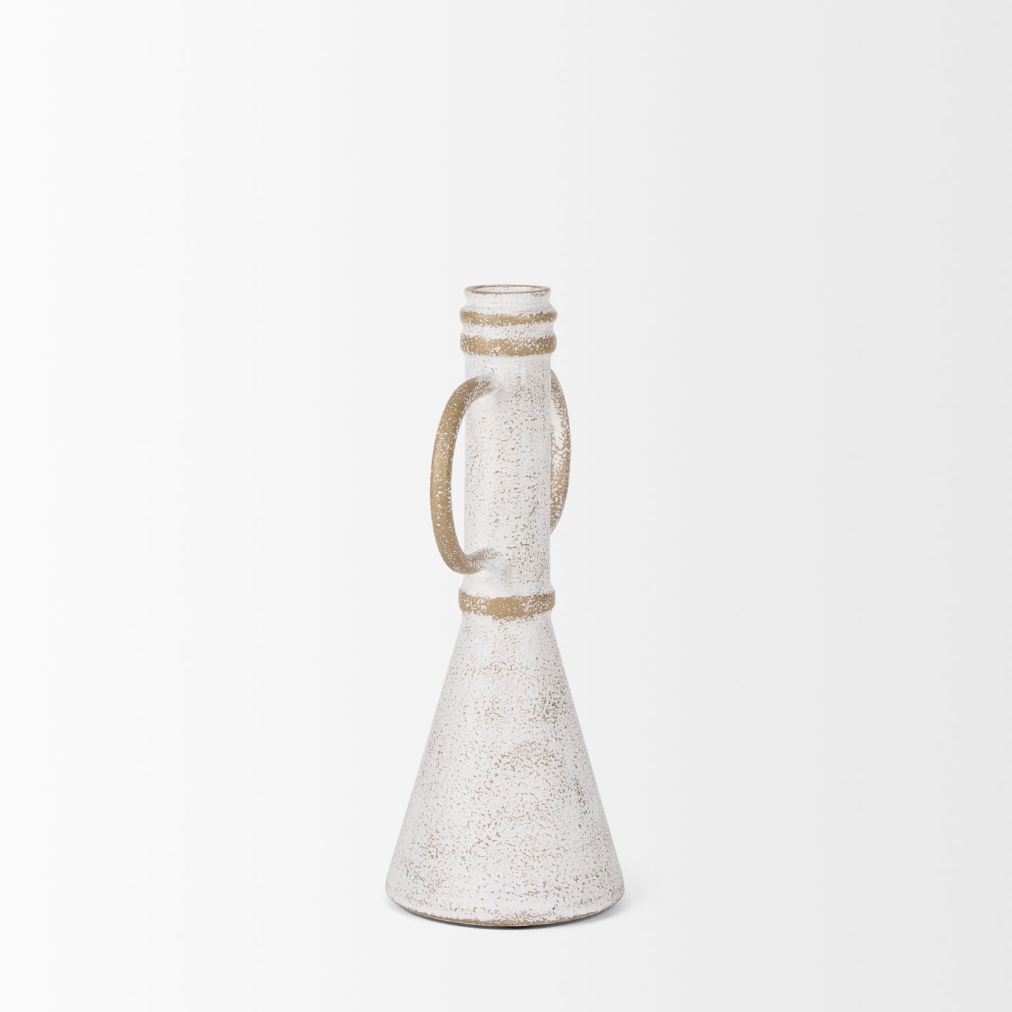 Ziva Sculptural Object - Elegant Decorative Metal Accent with Distressed Beige Finish for Home Decor