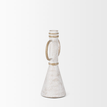 Ziva Sculptural Object - Elegant Decorative Metal Accent with Distressed Beige Finish for Home Decor