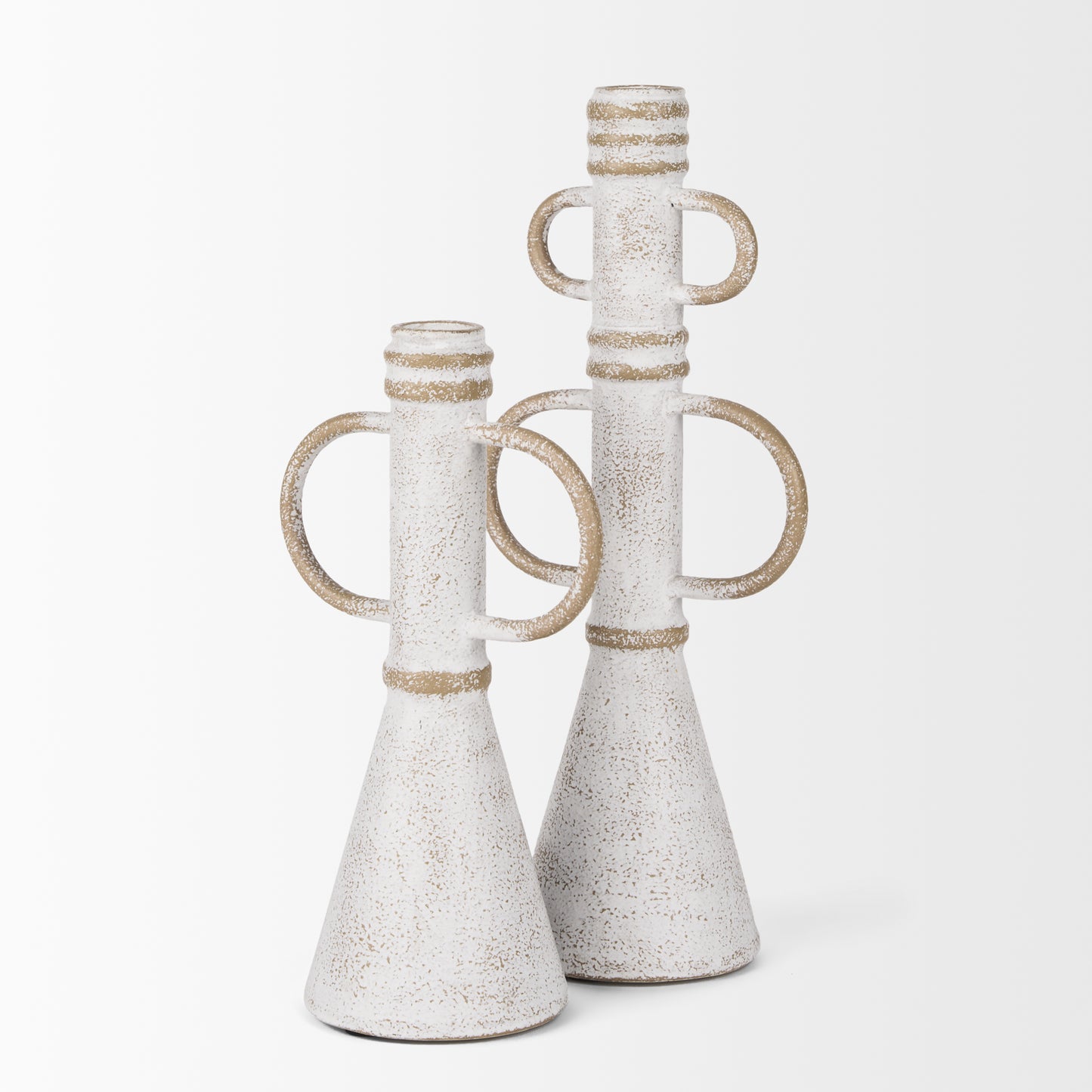 Ziva Sculptural Object - Elegant Decorative Metal Accent with Distressed Beige Finish for Home Decor