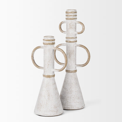 Ziva Sculptural Object - Elegant Decorative Metal Accent with Distressed Beige Finish for Home Decor