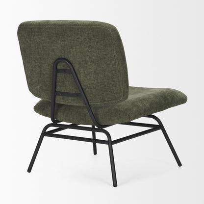 Nora Forest Green Fabric Matte Black Metal Legs Accent Chair